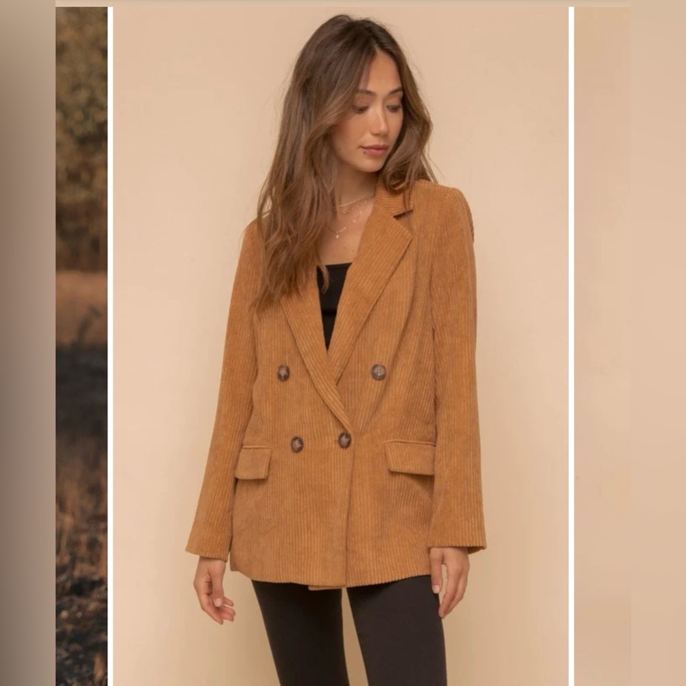 NWT 1 HAPPY GIRL - CAMEL CORDUROY BLAZER